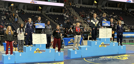 Oxford-Greene’s Lily Karn and Sidney’s Bella Phelps compete at first ever Girls State Wrestling Championship